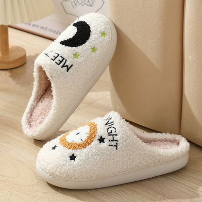 Cotton Slippers Wholesale Home Moon Clock Couple Indoor Warm Slippers Winter