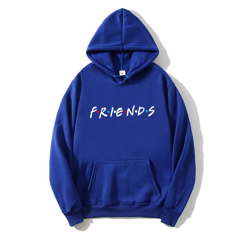 Women's Letter Friend Print Long Sleeve Hooded Sweatshirt