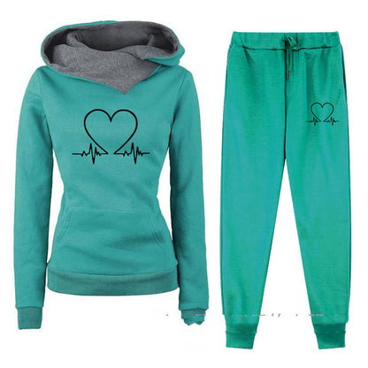 Women's Fleece-lined Hooded Sportswear Suit