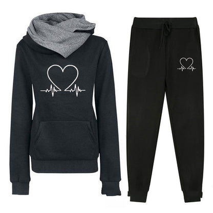 Women's Fleece-lined Hooded Sportswear Suit