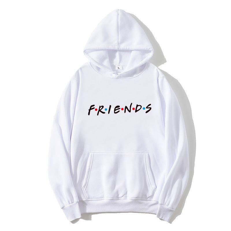 Women's Letter Friend Print Long Sleeve Hooded Sweatshirt