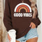 Rainbow Letter Plus Size Round Neck Sweater