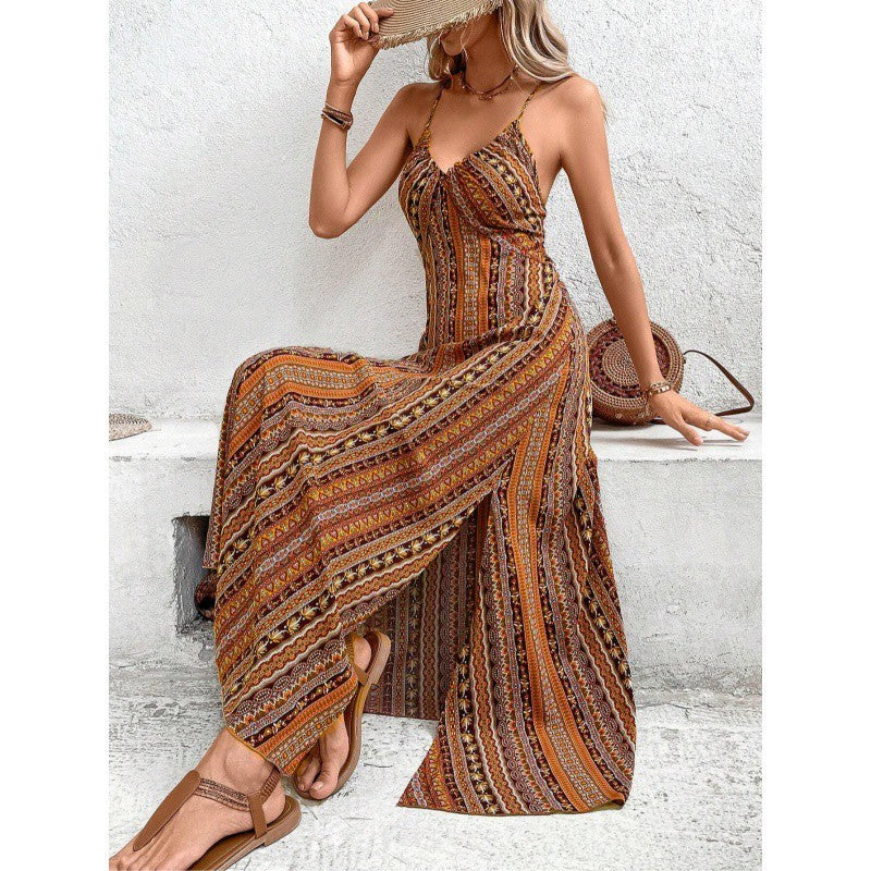 New Women's Sleeveless Sling Long Dress