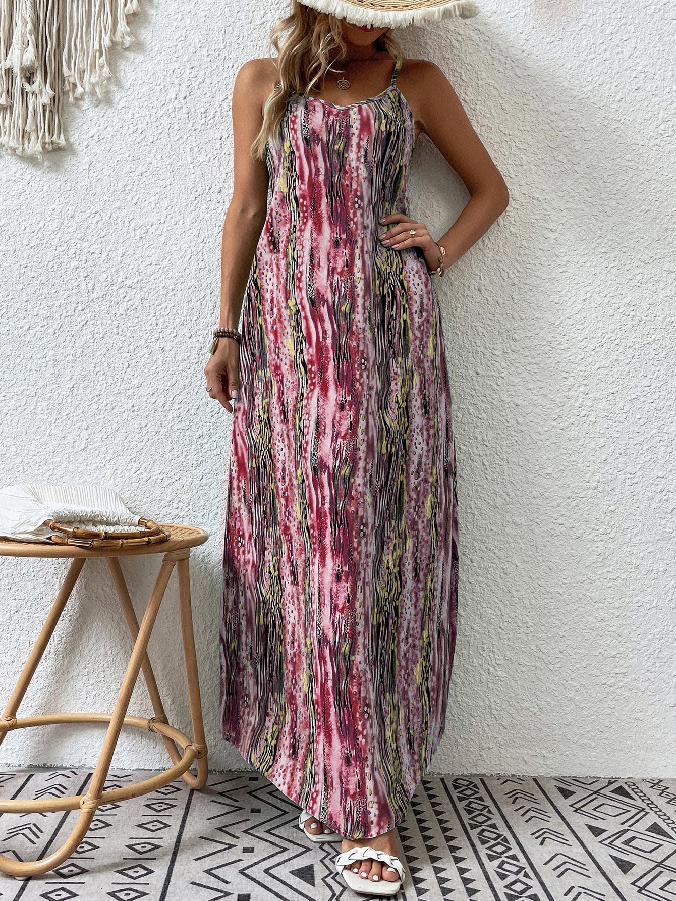 Women's Trendy Printed Drawstring Dress