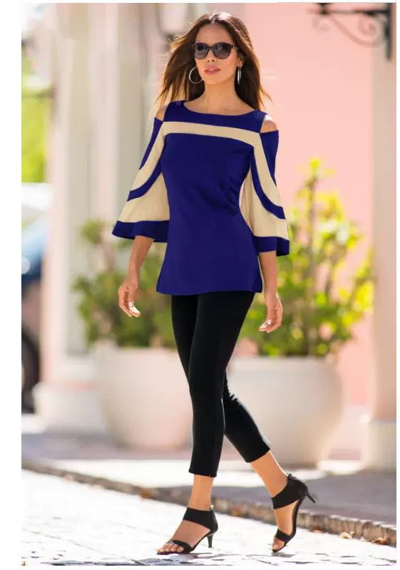 Women's Off-the-shoulder Flared Sleeves Top T-shirt