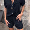 Spring And Summer New Cotton And Linen Short-sleeved Shorts Casual Suit Women